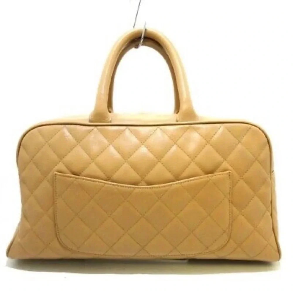 Vintage Chanel Beige Caviar Bowling Bag - Picture 2 of 12